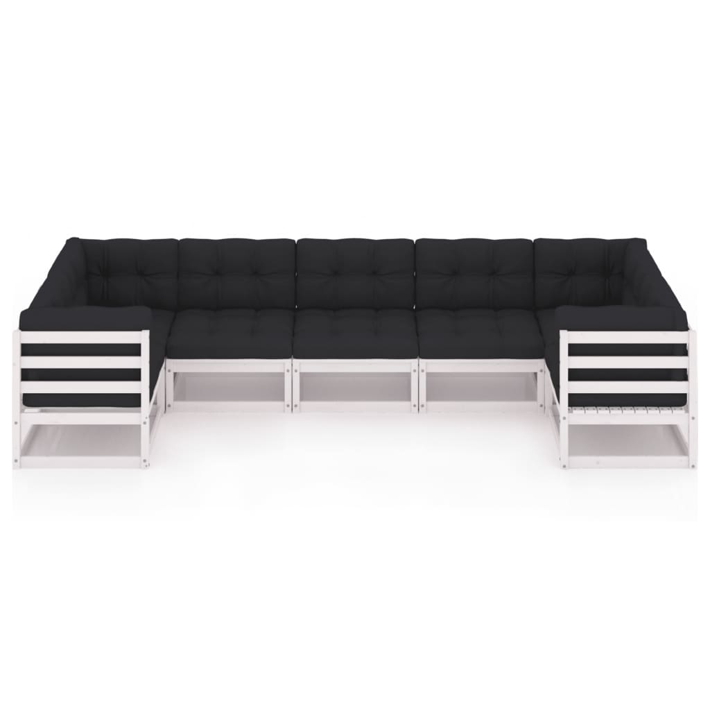 7-tlg. Garten-Lounge-Set mit Kissen Weiss Kiefer Massivholz